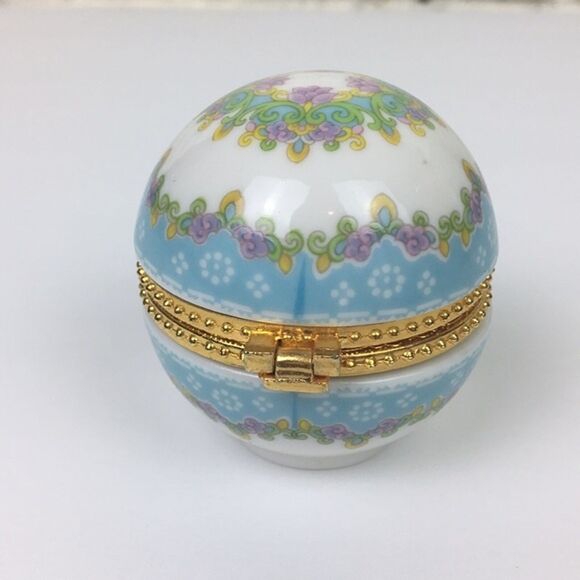None Other - Vintage Trinket Jewelry Gift Box Round Floral‎ Cottagecore Romantic Grandmother